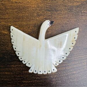 Vintage Carved White Goose Pin Brooch
